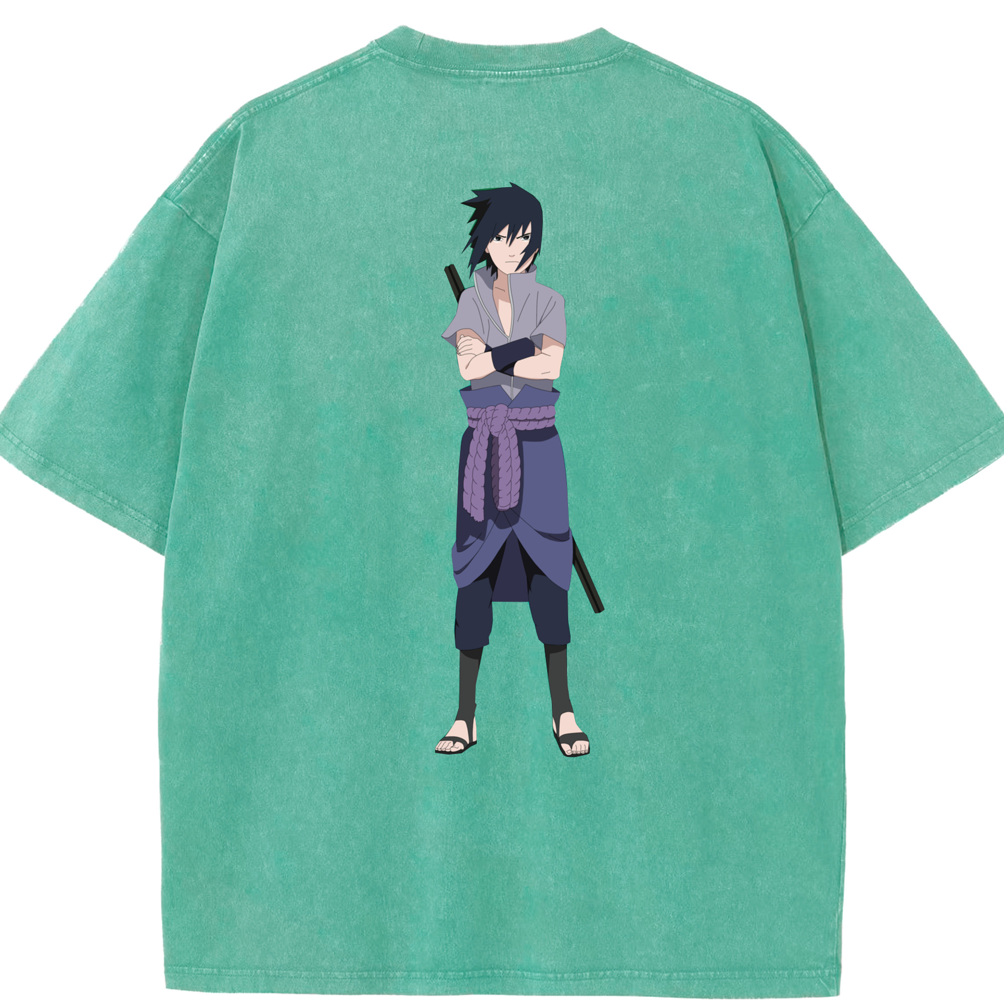 （画像用） NARUTO -ナルト- うちは サスケ Uchiha Sasuke 綿100% ヴィンテージ風 半袖Tシャツ（背面プリント）